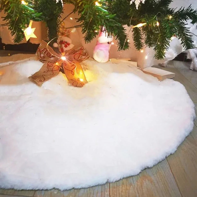 Saia para árvore de Natal Plush Redonda Branco Neve - Casa Farfelle