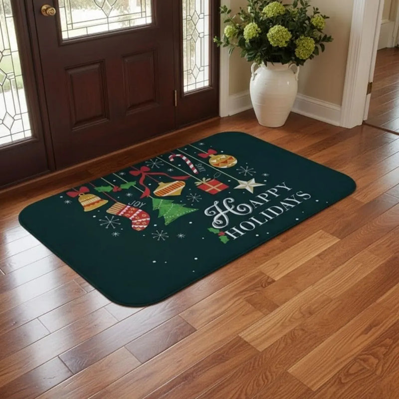 Tapete/Capacho de Natal para Entrada/Cozinha/Banheiro - Happy Holidays