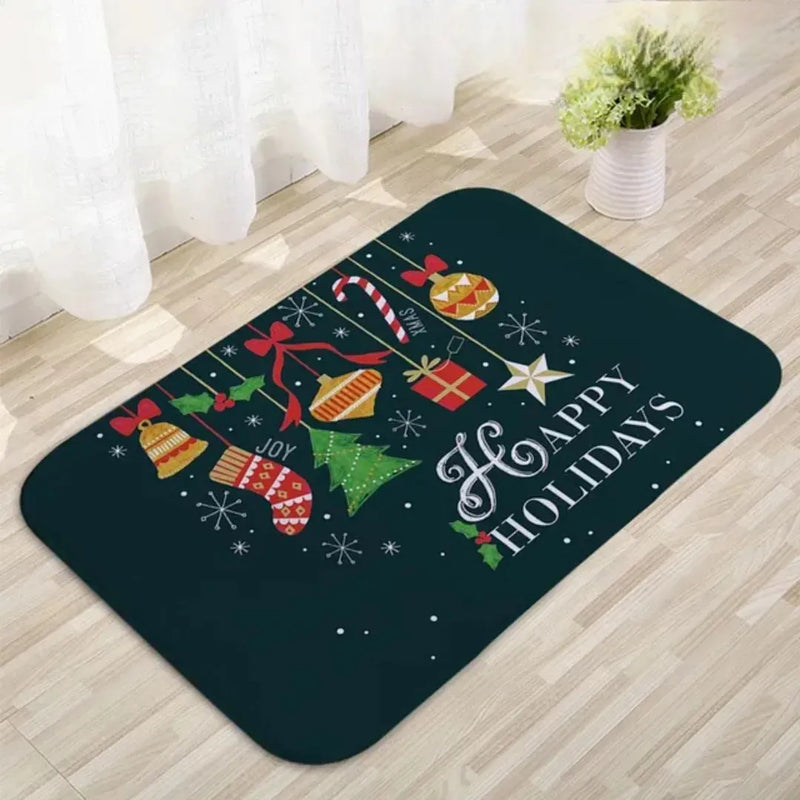 Tapete/Capacho de Natal para Entrada/Cozinha/Banheiro - Happy Holidays