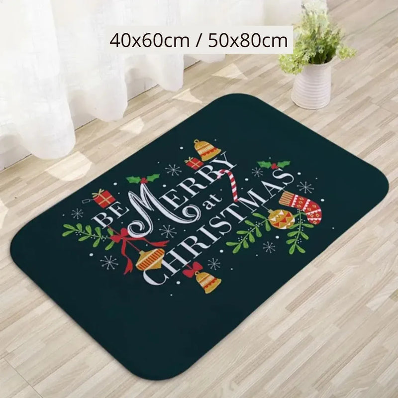 Tapete/Capacho de Natal para Entrada/Cozinha/Banheiro - Merry Christmas Liso
