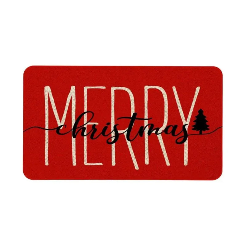 Tapete/Capacho de Natal para Entrada/Cozinha/Banheiro Vermelho - Merry Christmas