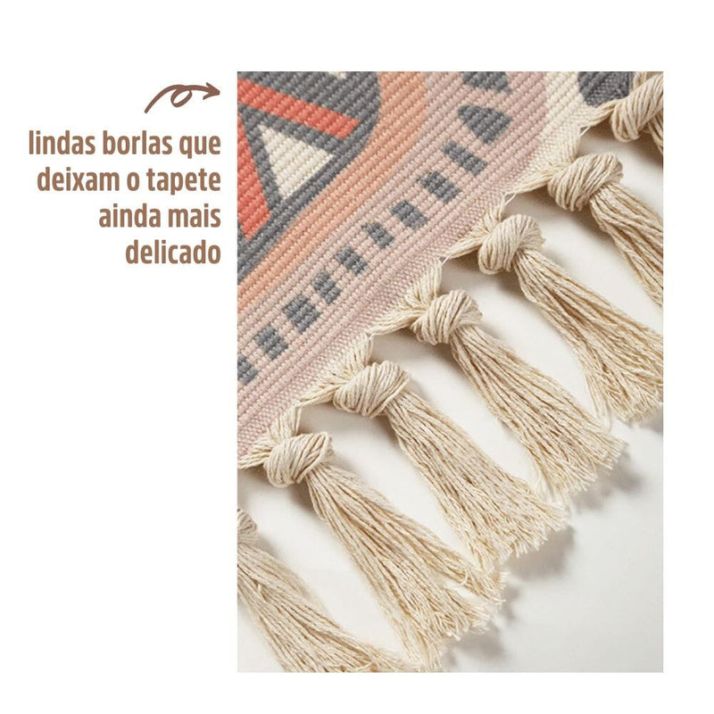 Tapete de Algodão Retangular Sala Quarto Nórdico Boêmio - Casa Farfelle