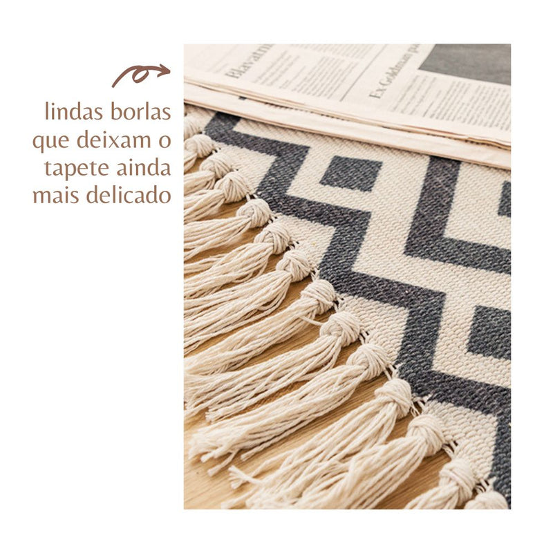 Tapete de Algodão Retangular Sala Quarto Nórdico Grande Inca - Casa Farfelle