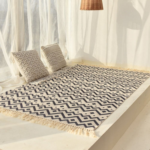 Tapete de Algodão Retangular Sala Quarto Nórdico Grande Zig Zag - Casa Farfelle