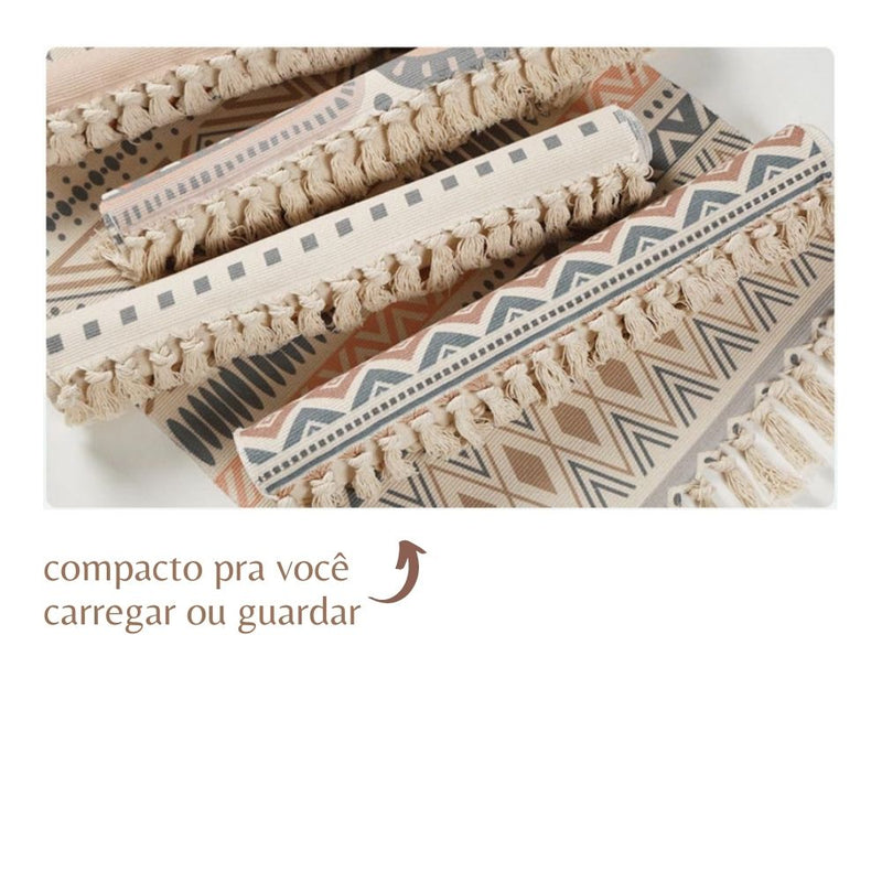 Tapete de Algodão Retangular Sala Quarto Nórdico Triângulos - Casa Farfelle