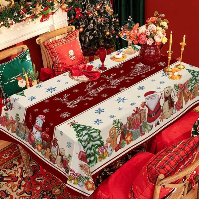 Toalha de Mesa para Natal Impermeável - Enfeitada