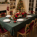 Toalha de Mesa para Natal Retangular Impermeável Quadriculada - Verde