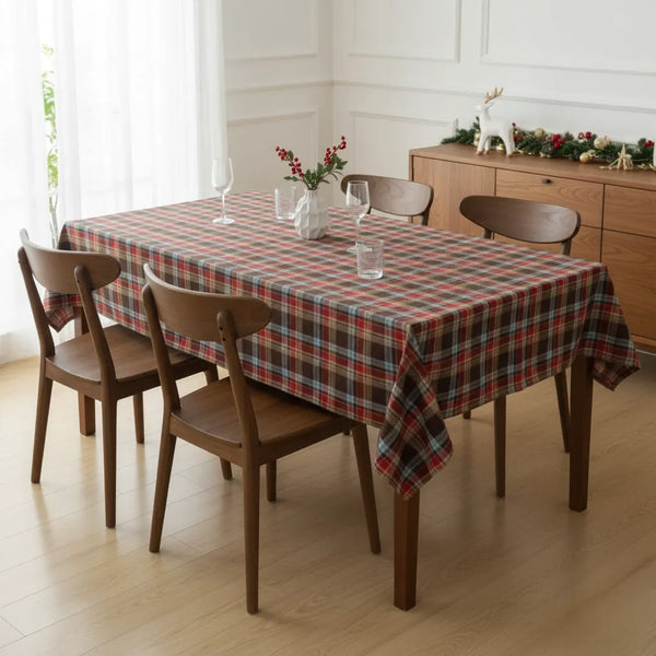 Toalha de Mesa para Natal Retangular Impermeável Quadriculada - Xadrez