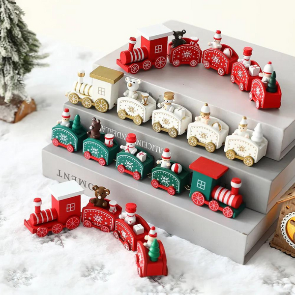 Trenzinho de Madeira Decoração Natal - Casa Farfelle