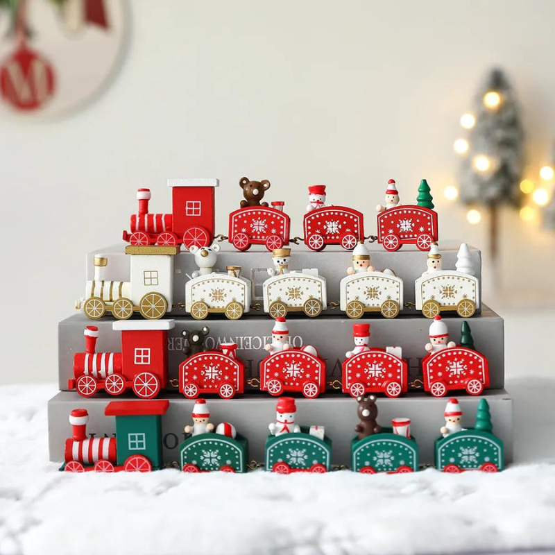 Trenzinho de Madeira Decoração Natal - Casa Farfelle