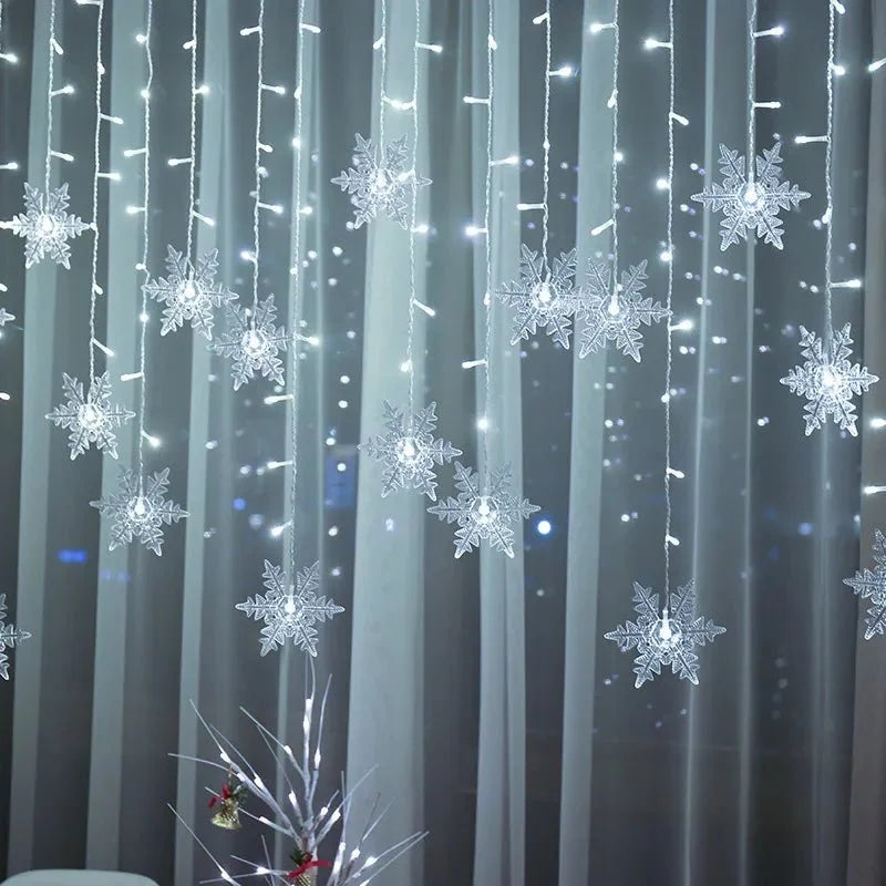 Varal de Luzes Led Flocos de Neve com 8 Modos de Iluminação Lenogue - Casa Farfelle