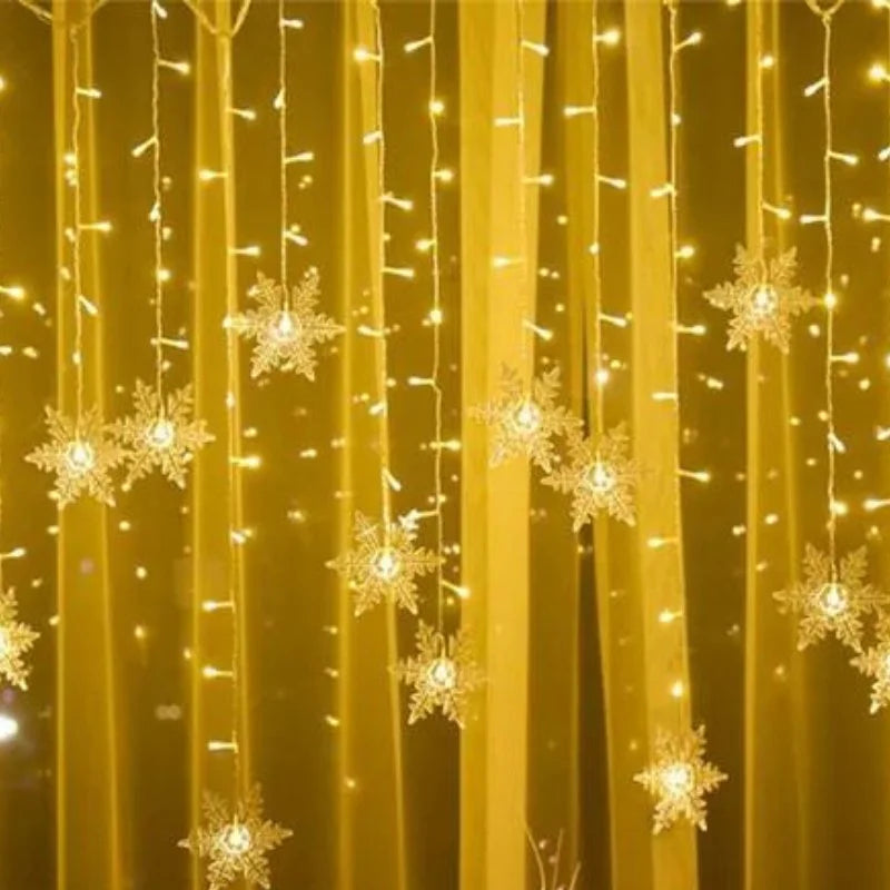 Varal de Luzes Led Flocos de Neve com 8 Modos de Iluminação Lenogue - Casa Farfelle