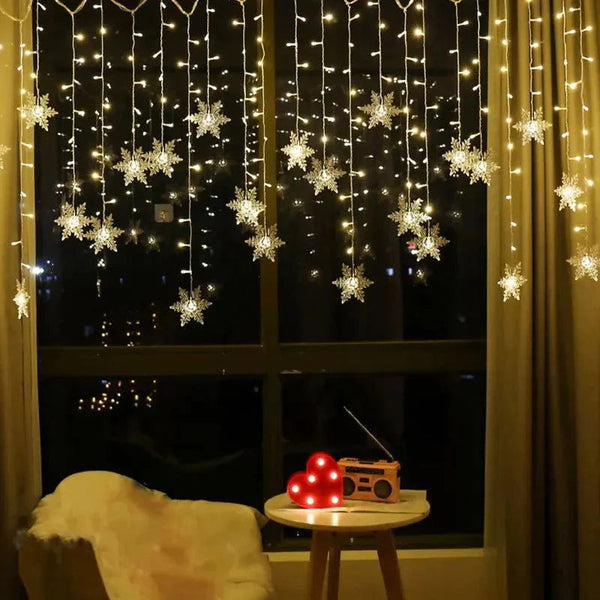 Varal de Luzes Led Flocos de Neve com 8 Modos de Iluminação Lenogue - Casa Farfelle