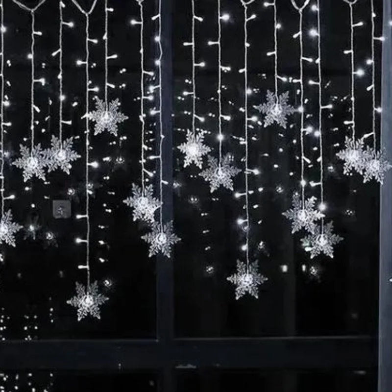 Varal de Luzes Led Flocos de Neve com 8 Modos de Iluminação Lenogue - Casa Farfelle